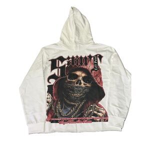 Left Point Saint Skull Rhinestone Graphic Hoodie Mens Large White NWT